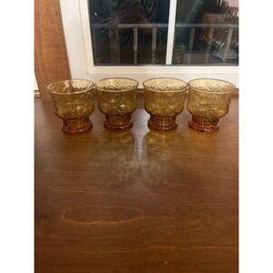 Libbey Glass Country Garden Amber Old Fashioned Tumbler Glasses